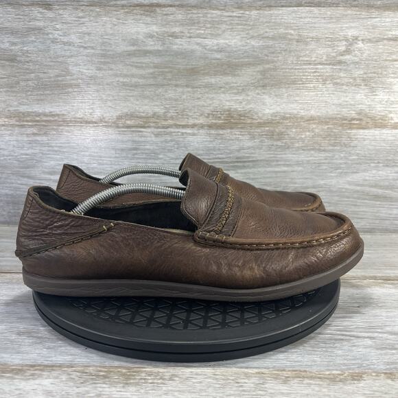 OluKai Men’s Malana Country Brown Leather Slip On Loafers Size 12 - Picture 3 of 9